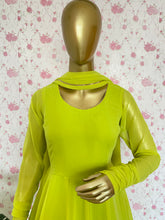 Parrot green solid anarkali - kasumi.in